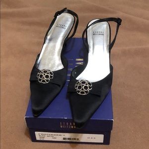 Stuart Weitzman Black Satin Evening shoes